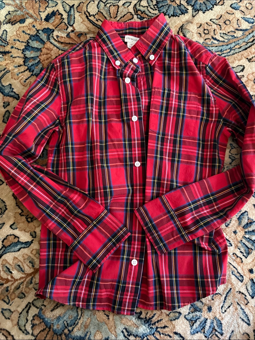 Crewcuts Boys' Red Plaid Button-Down Shirt 10y